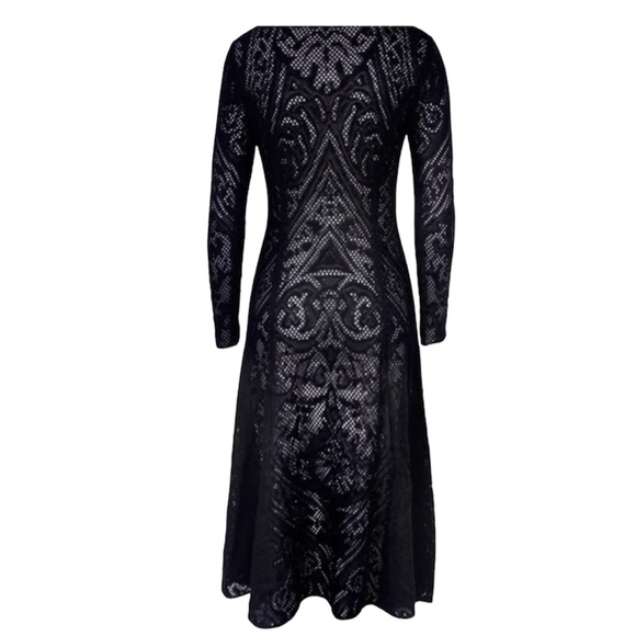 PERUVIAN CONNECTION Portia Pima Cotton Lace Crochet Dress Black L - Picture 2 of 7